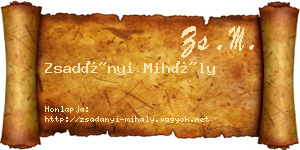 Zsadányi Mihály névjegykártya